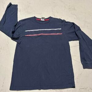 Y2K Embroidered Red and Navy Tommy Hilfiger Long Sleeve